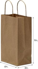 img 2 attached to 100 Pcs Brown Paper Bags with Handles - Small Size 6x3x9 inches, Bulk Gift Bags, Kraft, Party, Favor, Goody, Take-Out, Merchandise, Retail Bags, 80% PCW