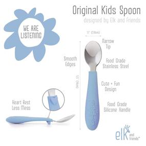 img 2 attached to Stainless Steel Kids Baby Spoons with Silicone Handle - Safe Cutlery for Kids, Toddler Utensils by Elk and Friends
