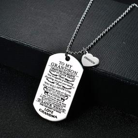 img 3 attached to NOVLOVE Grandson Military Necklace Graduation Boys' Jewelry