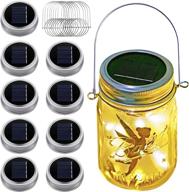 🌞 gonimy solar mason jar string lights lid, [enhanced] 9 pack 20 led rustproof water resistant fairy firefly jar lids lights with 9 hangers (jars excluded) for outdoor garden party wedding (warm white) logo
