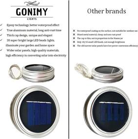 img 1 attached to 🌞 GONIMY Solar Mason Jar String Lights Lid, [Enhanced] 9 Pack 20 Led Rustproof Water Resistant Fairy Firefly Jar Lids Lights with 9 Hangers (Jars Excluded) for Outdoor Garden Party Wedding (Warm White)