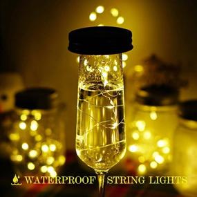 img 3 attached to 🌞 GONIMY Solar Mason Jar String Lights Lid, [Enhanced] 9 Pack 20 Led Rustproof Water Resistant Fairy Firefly Jar Lids Lights with 9 Hangers (Jars Excluded) for Outdoor Garden Party Wedding (Warm White)