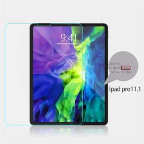 img 2 attached to 🔒 Премиум стеклянная защитная пленка для iPad Pro 11 дюймов и iPad Air 4 - высокое разрешение, устойчивая к царапинам, без пузырей, совместима с Apple Pencil - защитная пленка из закаленного стекла.