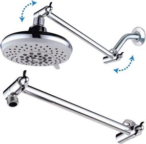 img 2 attached to 🚿 Adjustable Spa Shower Extension Arm - Solid Brass, with Lock Joints. Customize Height & Angle for Rain or Handheld Showerheads. 2-Foot Range/Connection, Chrome Finish