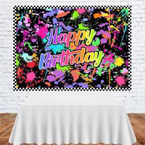 img 2 attached to 🎉 Neno Glow in The Dark Birthday Backdrops for Photography - Vibrant Graffiti Splash Paint Party Background - Slime Happy Birthday Theme - Black Light Sleepover Party Decorations for Kids - Birthday Banner