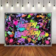 🎉 neno glow in the dark birthday backdrops for photography - vibrant graffiti splash paint party background - slime happy birthday theme - black light sleepover party decorations for kids - birthday banner logo