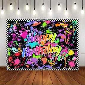 img 4 attached to 🎉 Neno Glow in The Dark Birthday Backdrops for Photography - Vibrant Graffiti Splash Paint Party Background - Slime Happy Birthday Theme - Black Light Sleepover Party Decorations for Kids - Birthday Banner