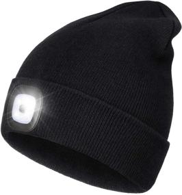 img 4 attached to USB Rechargeable LED Beanie Hat: Hands-Free Headlamp Cap with 4 LEDs for Unisex, Ideal Winter Knitted Night Lighted Hat Flashlight - Perfect Gifts for Dad, Husband, Him & Her