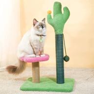 🌵 cute and functional: mewoofun 25-inch tall cat cactus scratching post with hanging ball for indoor cats logo