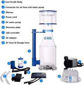 img 3 attached to 🐠 Cast Acrylic Protein Skimmer: Ultra Quiet Needle Pinwheel DC Pump for 210 Gallon Saltwater Aquariums