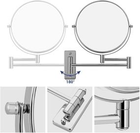img 2 attached to 🔍 SONGMICS 5x Magnifying Wall Mount Makeup Mirror - 8 Inch Swivel Extendable Bathroom Mirror - Chrome Finish UBBM513