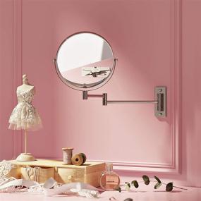 img 3 attached to 🔍 SONGMICS 5x Magnifying Wall Mount Makeup Mirror - 8 Inch Swivel Extendable Bathroom Mirror - Chrome Finish UBBM513