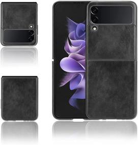 img 4 attached to 📱 Black Galaxy Z Flip 3 5G Case Cover – PC Hard Shockproof Back Cover for Samsung Galaxy Z Flip 3 Leather Case – Slim and Durable Protective Cover Shell