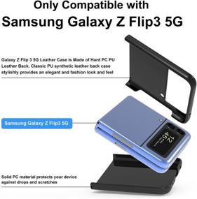 img 3 attached to 📱 Black Galaxy Z Flip 3 5G Case Cover – PC Hard Shockproof Back Cover for Samsung Galaxy Z Flip 3 Leather Case – Slim and Durable Protective Cover Shell