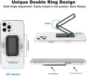 img 3 attached to Превосходный держатель кольца для телефона со стойкой для пальцев | GreatQIQI металлическое двойное кольцо для магнитного автомобильного держателя | 360° вращение, регулируемый держатель кольца для смартфонов и планшетов | Совместим с смартфонами и планшетами | Черный