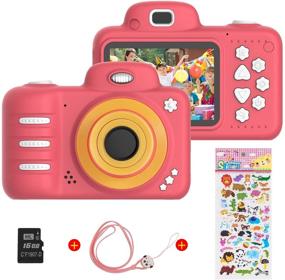 img 4 attached to 📸 themoemoe Kids Camera 8MP 1080P HD Video Camera for Girls, Digital Camera for Kids 3-10 Years Old with 16GB TF Card (Red)