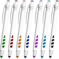 🖊️ 2-in-1 stylus pens – sensitive touch screen & writing pen with assorted barrel colors for ipad, iphone, kindle, nook, samsung galaxy, and more – 7 pack with black ink logo