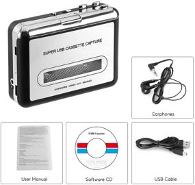 img 1 attached to 🎵 Cassette Player Converter - Convert Cassette Tape to MP3 CD - Battery or USB Powered, Compatible with Laptop and PC - USB Cable, Software CD, 3.5mm Jack Earphone Included - DIGITNOW