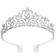 chanaco women's tiara crown – silver crystal bridal wedding prom birthday party headbands for elegant princess style, ideal for women and girls logo