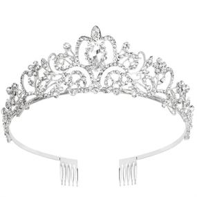 img 4 attached to Chanaco Women's Tiara Crown – Silver Crystal Bridal Wedding Prom Birthday Party Headbands for Elegant Princess Style, Ideal for Women and Girls