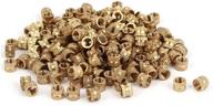 200pcs uxcell m4 x 4mm brass knurled threaded insert nuts: durable and versatile fasteners logo