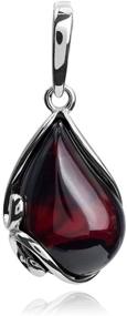 img 4 attached to Elegant Cherry Amber Sterling Silver Tear Drop Pendant - Exquisite Design and Craftsmanship