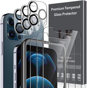 img 4 attached to 📱 [3+3 Bundle] LK 3-pack iPhone 12 Pro Max 6.7-inch Screen Protector + 3-pack Camera Lens Protector Set, Easy Frame Installation, Tempered Glass, HD Ultra-Thin, 9H Hardness, Scratch Resistant