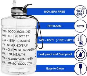 img 1 attached to 🏋️ Opard 128oz Gallon Water Bottle with Time Marker Straw and Handle - BPA Free Motivational Big Large Sports Water Bottle for Gym Fitness