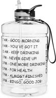 🏋️ opard 128oz gallon water bottle with time marker straw and handle - bpa free motivational big large sports water bottle for gym fitness logo