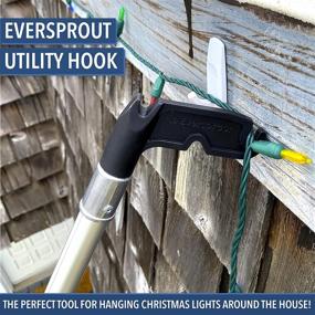 img 1 attached to 🪝 EFFECTIVE EverSprout Utility Hook with Extension Pole: Easy Installation for Hanging Christmas/String Lights, Birdfeeders, Reaching High Places - Lightweight & Telescoping, 8ft Standing Reach