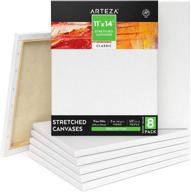 🎨 arteza 11x14 inch stretched canvas: classic pack of 8, primed, 100% cotton - ideal for painting, acrylic pouring, oil paint & wet art media - canvases for artists, hobby painters & beginners logo