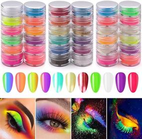 img 4 attached to 36 Colors Nail Pigment Powder: Vibrant Fluorescent Glitter for Neon Eyeshadow, Nail Art & More - Includes 36 Eyeshadow Sticks in 3 Styles