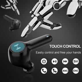 img 3 attached to 🎧 2021 Upgraded LOTUZE Q2 True Wireless Earbuds with Active Noise Cancelling, IPX5 Waterproof, Touch Control, TWS Stereo Earphones, Built-in Mic Headset for Sports - Premium Deep Bass Bluetooth Headphones