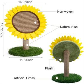 img 1 attached to 🌻 Indoor Cat Scratching Post - Sunflower Design with Natural Sisal Rope for Interactive Play, Kittens' Scratching Board, Climbing Pole, and Pet Activity Tree Tower