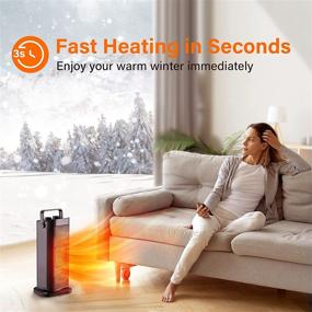 img 3 attached to 🔥 Ceramic Space Heater for Office - Portable Electric Space Heater Fan with Tip-Over & Overheat Protection, Adjustable Thermostat, 750W/1500W, 120° Oscillation, Ideal for Small Room, Home, Indoor, Bedroom, Personal Use