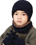 🧢 stay warm in style: wilker winter beanie screen mittens for boys' winter accessories logo