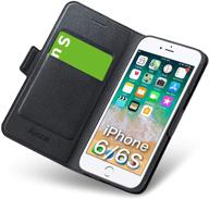 📱 aunote iphone 6 case wallet - ultra slim flip folio pu leather with card holder - full protective cover for apple iphone 6/6s - black logo