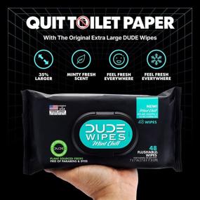 img 3 attached to 🧻 Dude Wipes Flushable Wet Wipes Dispenser, Mint Chill - 48 Count (Pack of 3) - Scented with Vitamin-E, Aloe, Eucalyptus & Tea Tree Oils - Ideal for Home Use, Septic and Sewer Safe