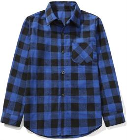 img 4 attached to Sleeve Girls Plaid Flannel Shirt Boys' Clothing in Tops, Tees & Shirts