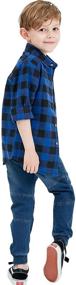 img 2 attached to Sleeve Girls Plaid Flannel Shirt Boys' Clothing in Tops, Tees & Shirts