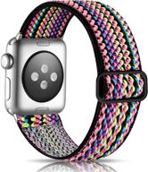 adjustable elastic bands for apple watch 40mm 38mm series 6 5 4 3 2 1 iwatch se, soft cute stretch bracelet band for women men, colorful rope, getino logo