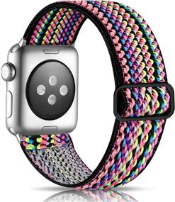 img 4 attached to Adjustable Elastic Bands for Apple Watch 40mm 38mm Series 6 5 4 3 2 1 iWatch SE, Soft Cute Stretch Bracelet Band for Women Men, Colorful Rope, Getino