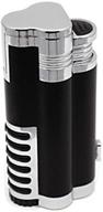 chrome and black cyclone wind resistant triple torch cigar lighter with punch cutter by prestige import group logo