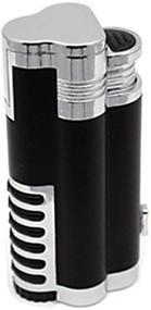 img 3 attached to Chrome and Black Cyclone Wind Resistant Triple Torch Cigar Lighter with Punch Cutter by Prestige Import Group