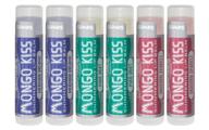 👄 mongo kiss shimmering lip balms (6 tubes) by eco lips: all-natural, organic mongongo oil infused, made in usa lip balms with cotton candy, sherbet, and blueberry pie flavors logo