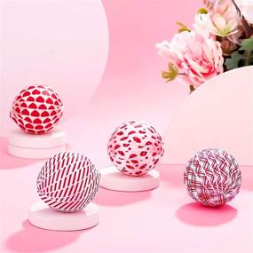 img 1 attached to 🎉 16 Pieces Fabric Wrapped Balls: Valentine's Day Decorative Ornaments - Heart Lip Print, Check Strip - Perfect for Party, Wedding Table and Valentine's Day Celebration (4 Styles)