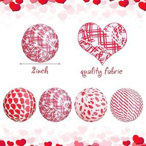 img 3 attached to 🎉 16 Pieces Fabric Wrapped Balls: Valentine's Day Decorative Ornaments - Heart Lip Print, Check Strip - Perfect for Party, Wedding Table and Valentine's Day Celebration (4 Styles)