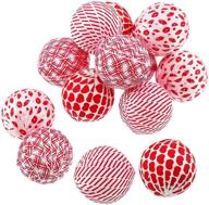 🎉 16 pieces fabric wrapped balls: valentine's day decorative ornaments - heart lip print, check strip - perfect for party, wedding table and valentine's day celebration (4 styles) logo