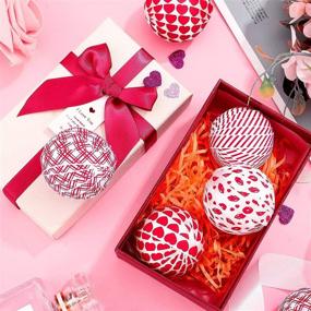 img 2 attached to 🎉 16 Pieces Fabric Wrapped Balls: Valentine's Day Decorative Ornaments - Heart Lip Print, Check Strip - Perfect for Party, Wedding Table and Valentine's Day Celebration (4 Styles)