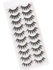 img 4 attached to 💥 PURELEOR 3D Faux Mink Eyelashes - 10 Pairs of Natural & Dramatic False Lashes for Long Fluffy Eyelash Volume - Eye Lash Packs